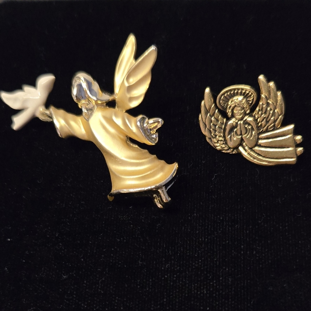 2 vintage angel pins
